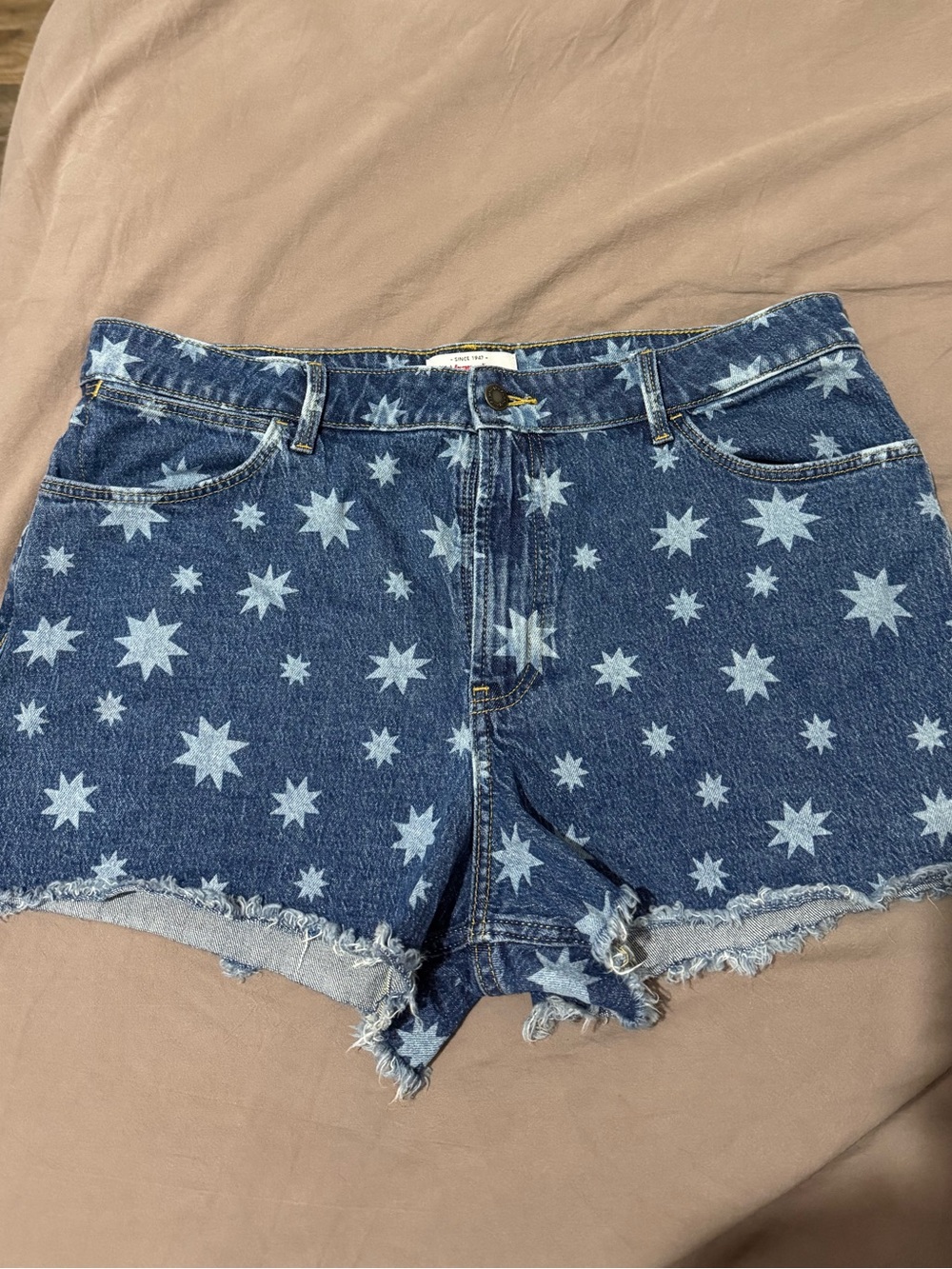 Wrangler Blue Denim Star Print Jean Shorts